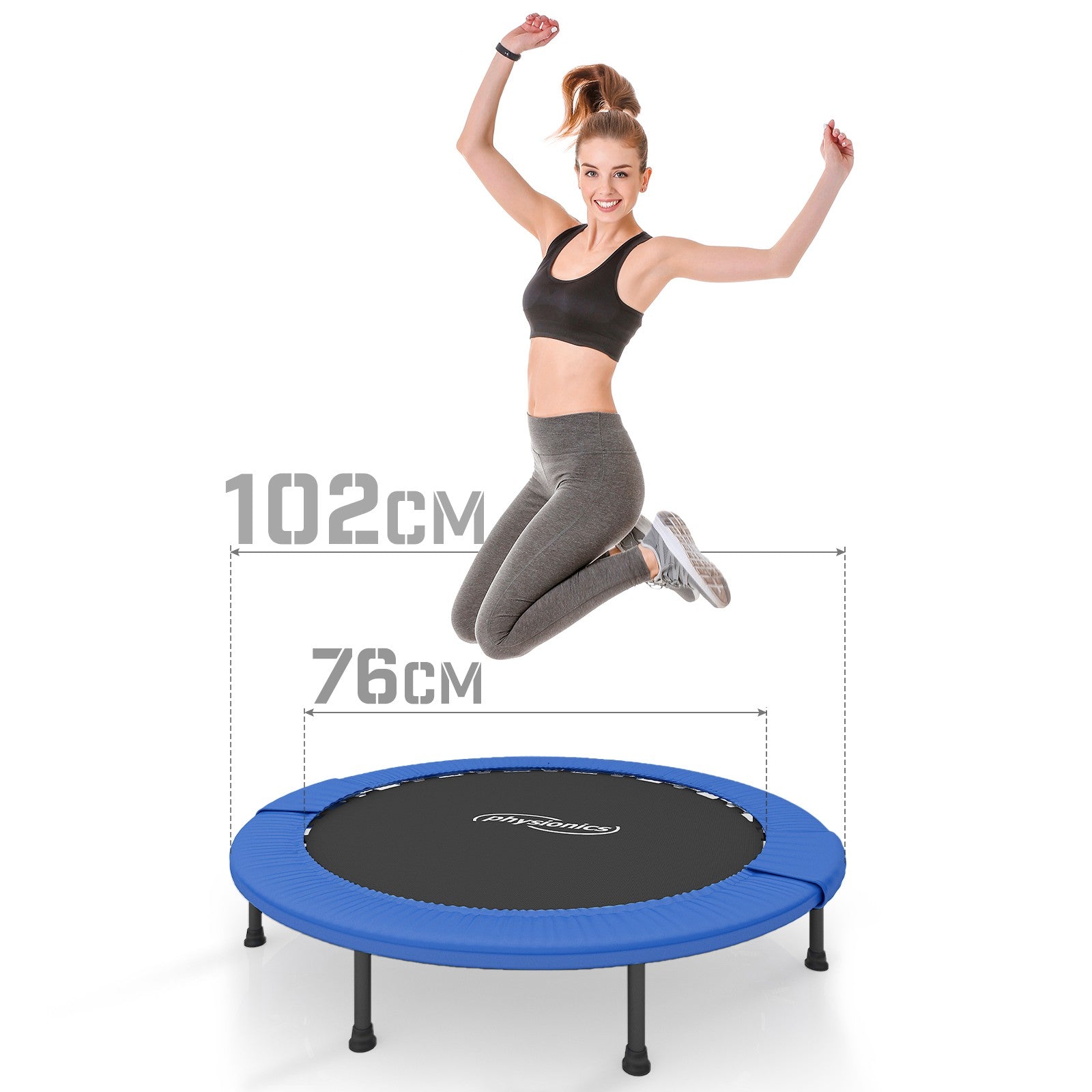 Fitness Trampolin – diameter 102 cm, indendørs og udendørs, max: 100 kg, med kantafdækning