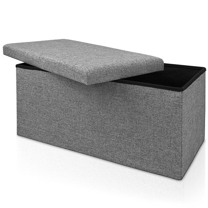 Se Taburet bænk bryst bænk sæde kube skammel sæde bryst legetøjs box bænk, Model:L - grå hos Lammeuld.dk