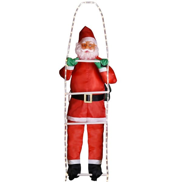 Billede af Julemand på stige med 120 lysdioder, 240 cm