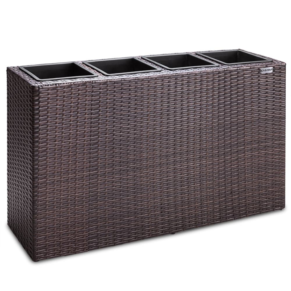 Blomsterkasse 4 inderpotter polyrattan mesh aftagelig urtepotte cachepot plantekasse plantekasse forskellige farver, farve: brun