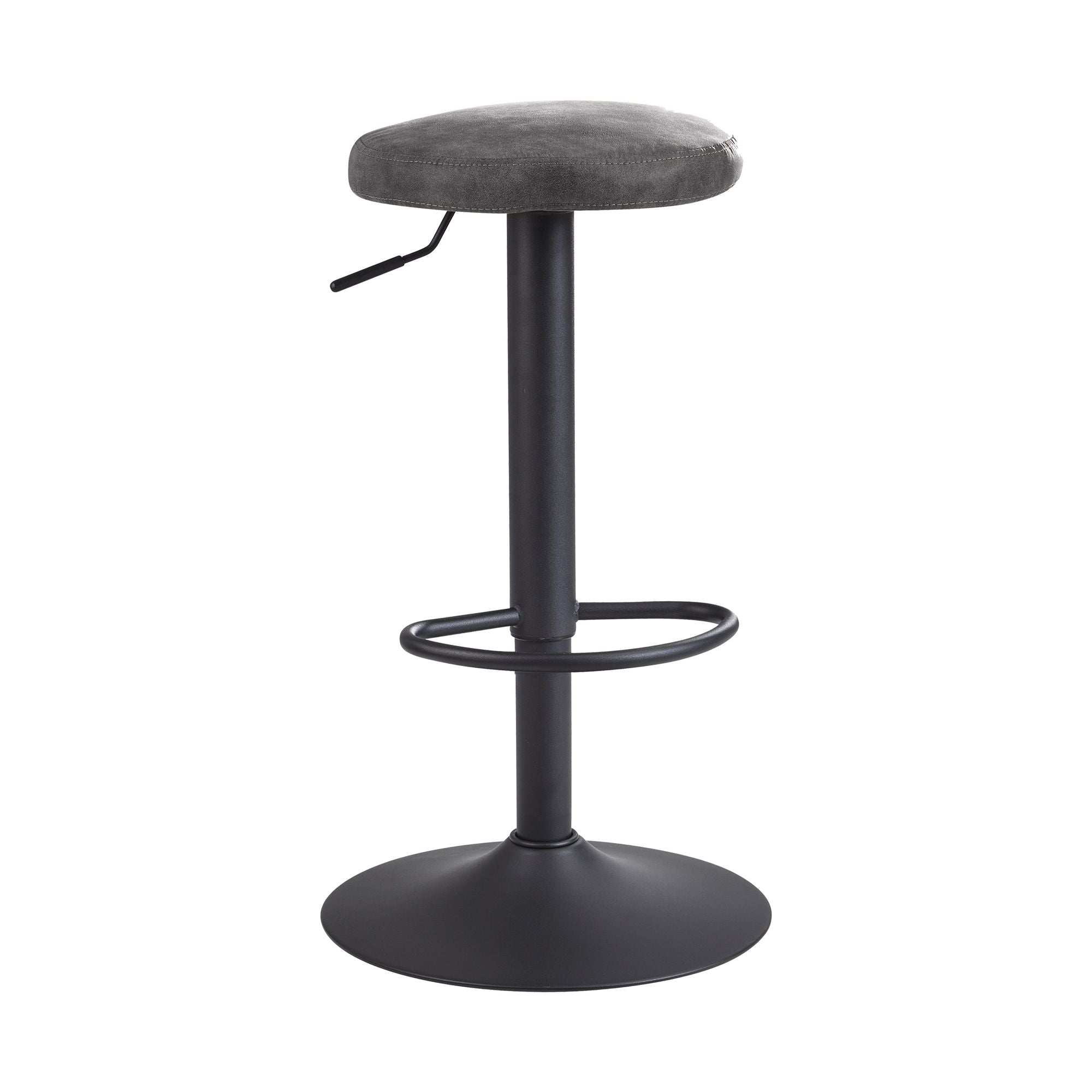 Se Roterende barstol / bistrostol, grå ruskind skammel uden ryglæn, 58-79 cm hos Lammeuld.dk