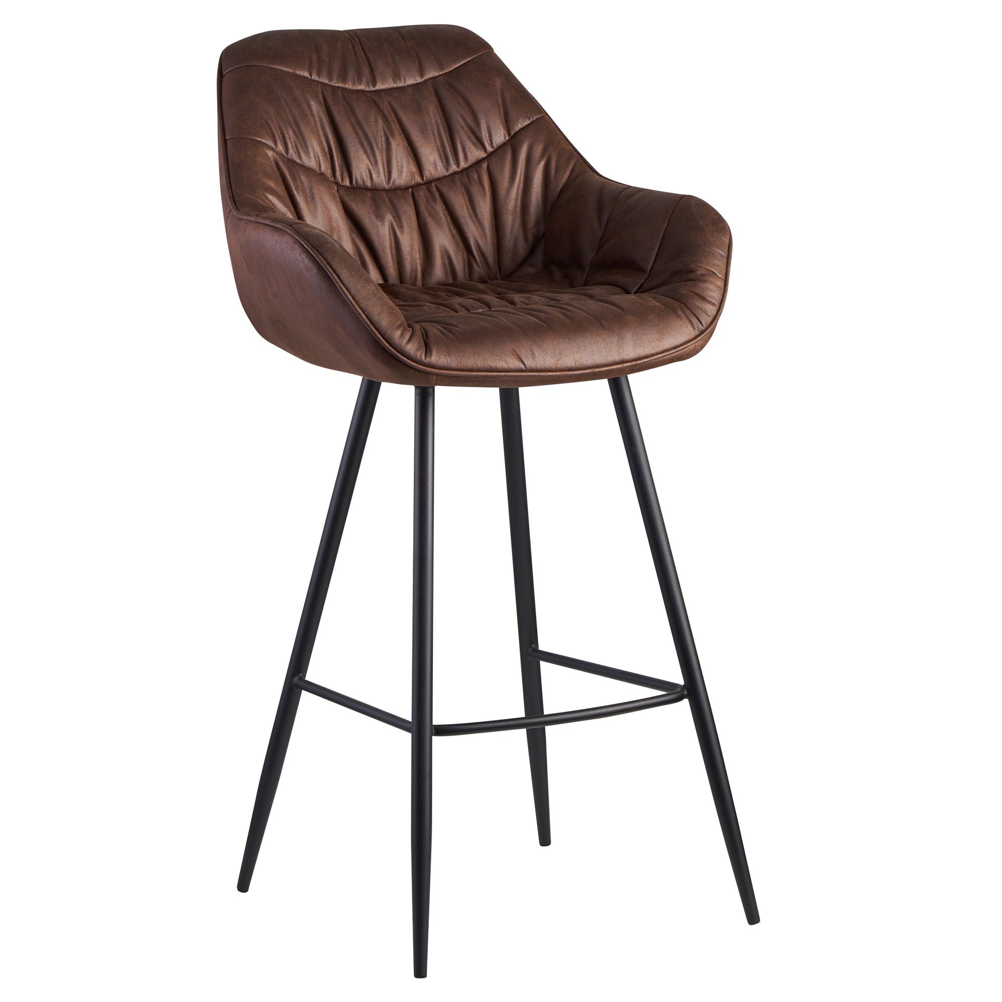 Billede af Barstol / bistrostol i trendy skandinavisk stil, ruskind stof, med ryglæn, 56x108x59 cm, brun