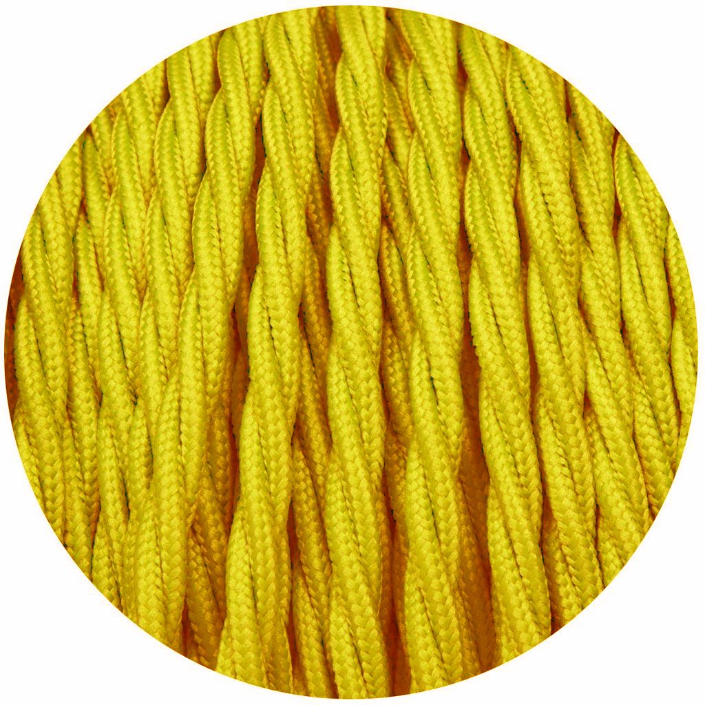Se Tekstilkabel, lampekabel, stofkabel 3x0,75mm ², flettet, gul hos Lammeuld.dk