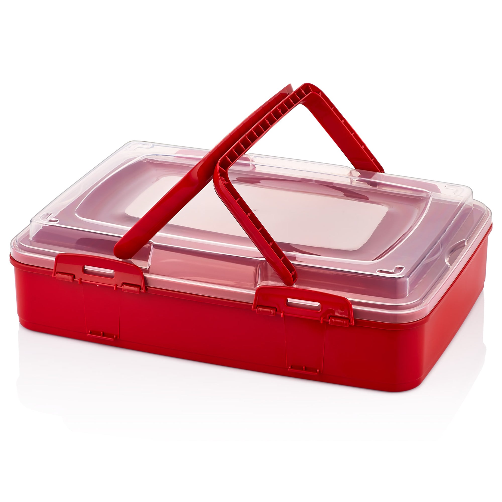 Se Takeaway opbevaringskasse / boks / bærekasse til mad, praktisk håndtag, rød hos Lammeuld.dk