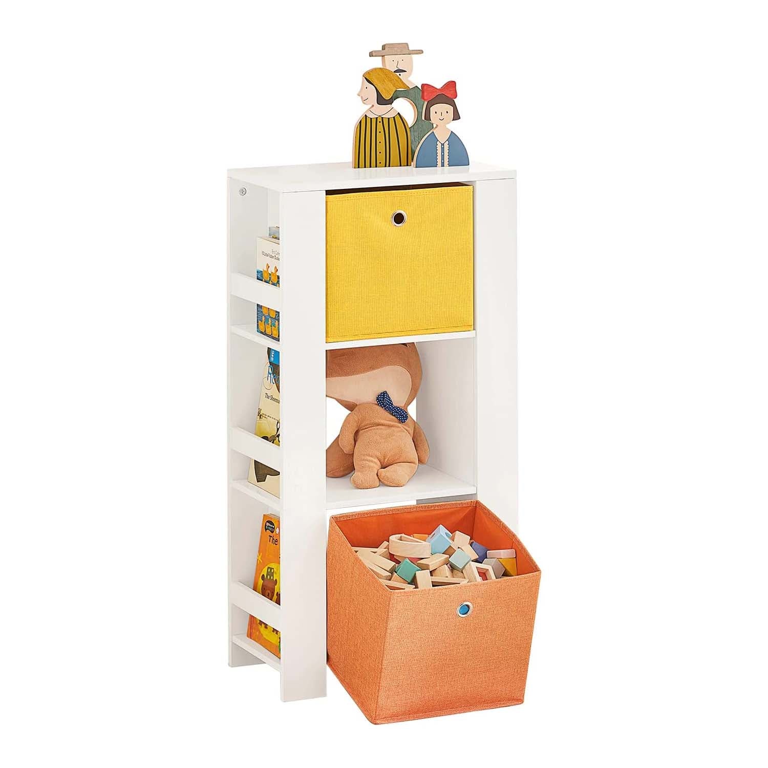 Billede af Reol til børneværelset, 48 x 27 x 94 cm, hvid med farvede kasser