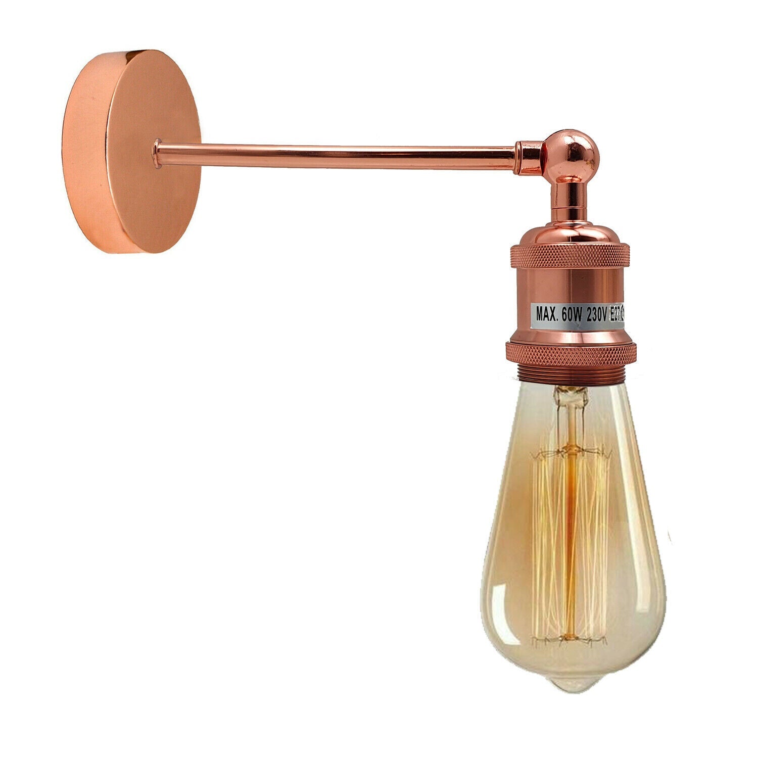 Se Industriel rosa guld retro justerbare væglamper Vintage stil lampetlampe monteringssæt hos Lammeuld.dk