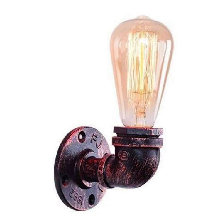 Billede af E27 Industrial Retro Style Light Steampunk Wall Light Vandrørslampe Rustik Rød