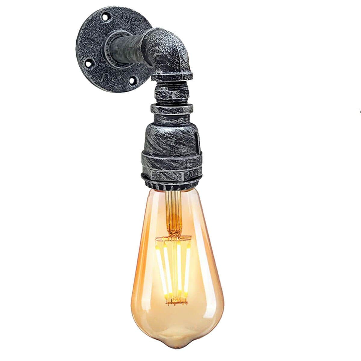 Billede af Børstet sølv Antik Retro Industriel Rørbelysning Sconce Vandrør Sconce Steam Punk