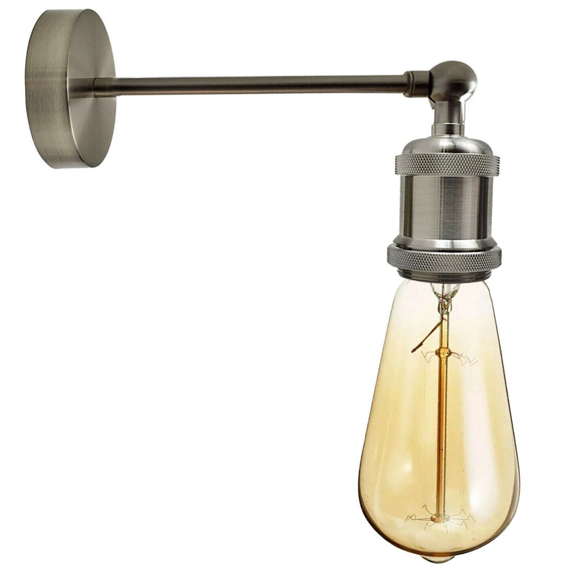 Se Industriel satin nikkel retro justerbare væglamper vintage stil lampetlampe fitting kit hos Lammeuld.dk