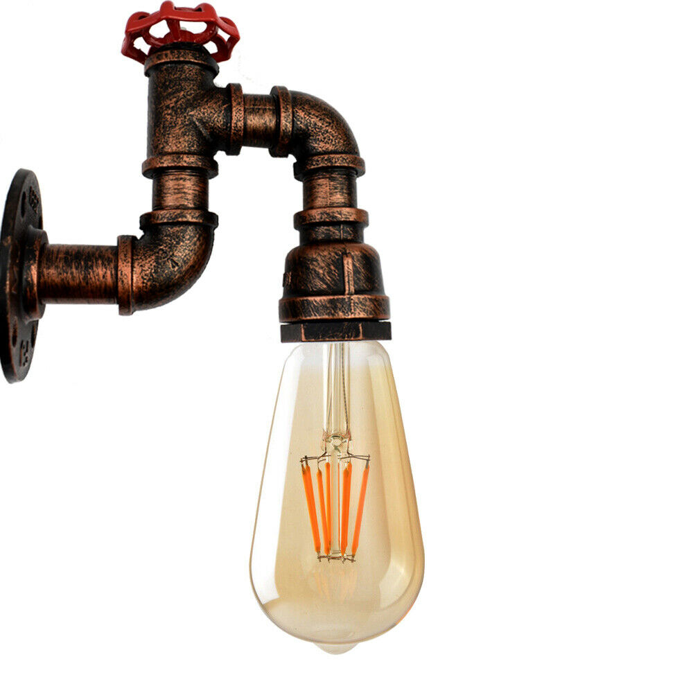 Se Metal vandpibe Loftslampe Væglampe Vintage Industriel Rustik Rød hos Lammeuld.dk