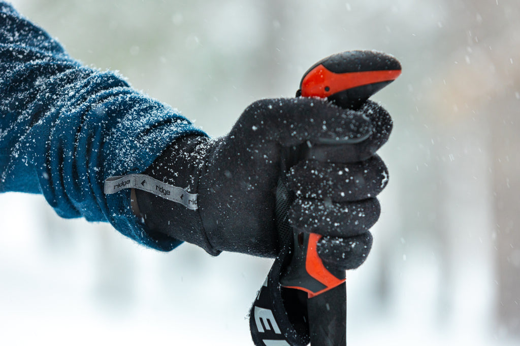 a close-up of the Ridge Merino liner gloves