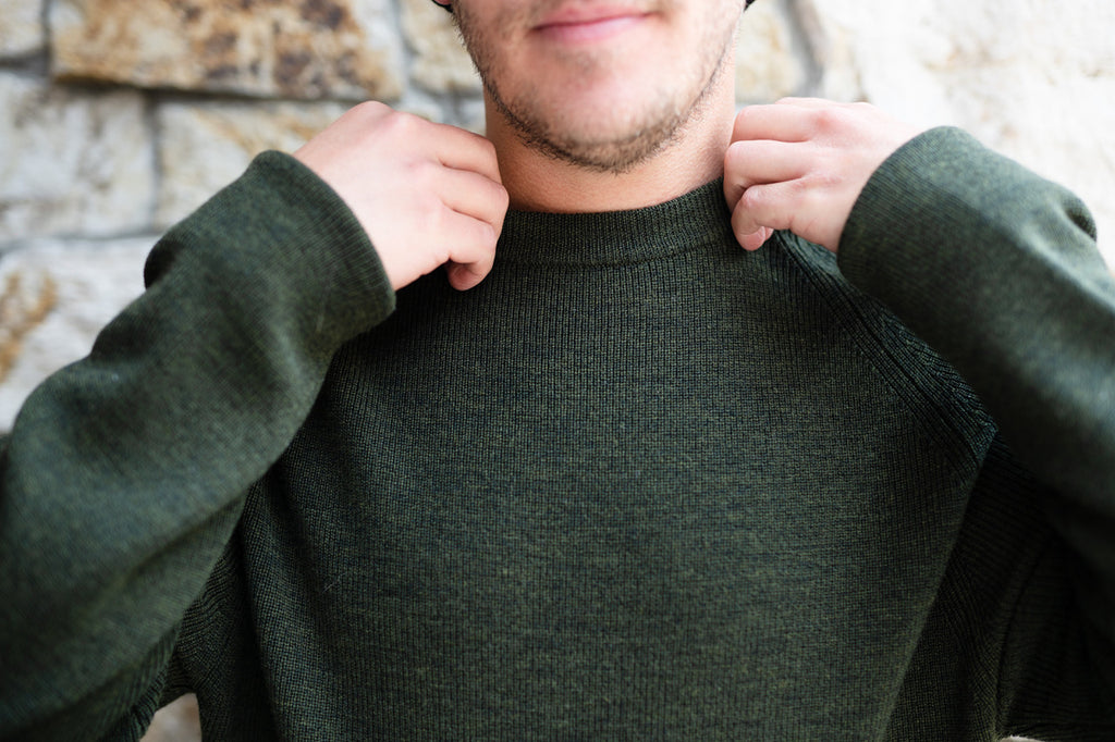 men's cardi crew merino wool sweater