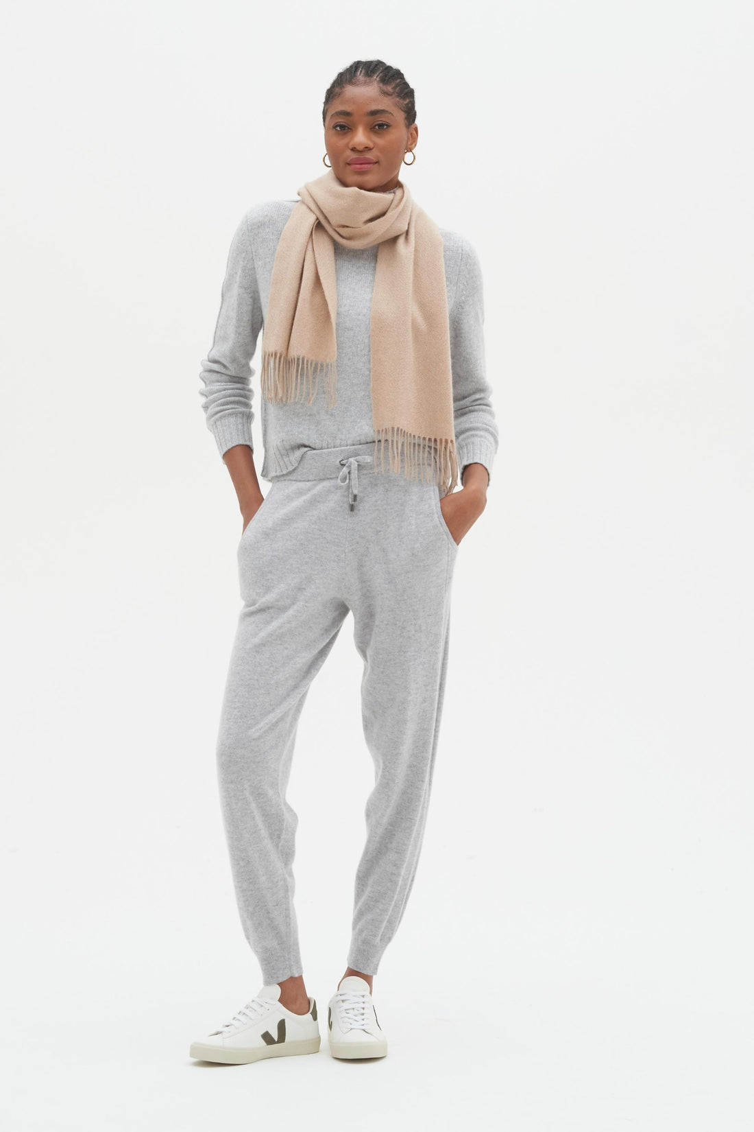 Cashmere Joggers in Foggy Grey - Loop Cashmere