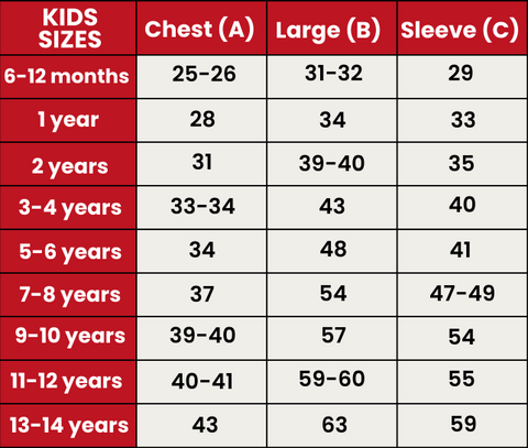 Size Guide 324-KIDS