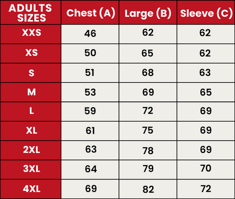 Size Guide 325-ADULTS