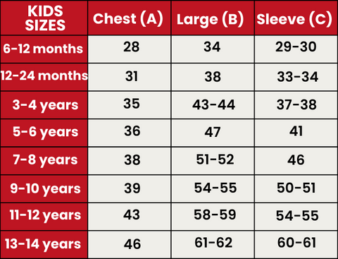 Size Guide 404-KIDS