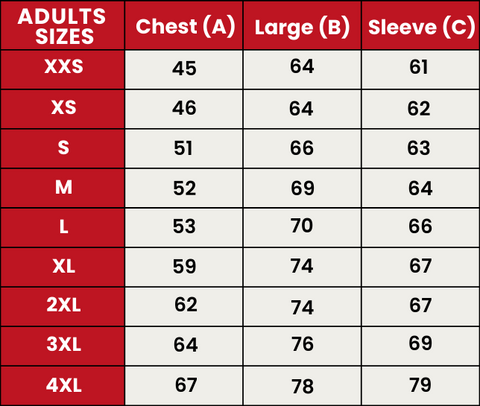 Size Guide 405-ADULTS