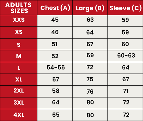 Size Guide 502-ADULTS