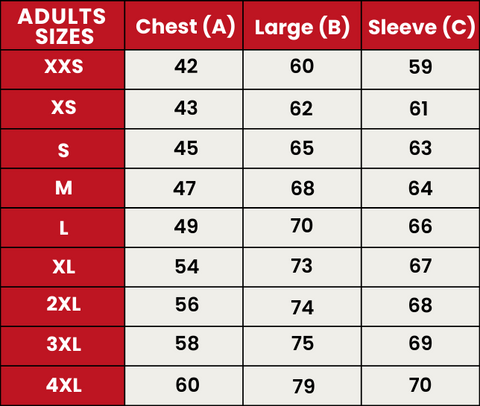 Size Guide 503-ADULTS