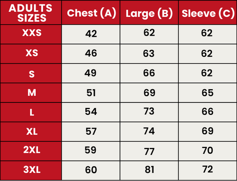 Size Guide 504-ADULTS