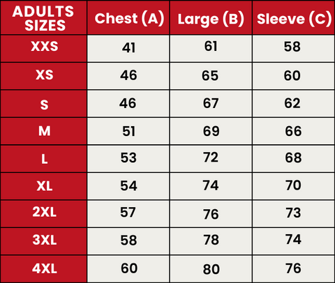 Size Guide 522-ADULTS