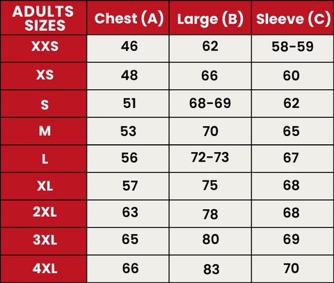 Size Guide 523-ADULTS