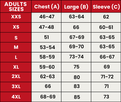 Size Guide 525-ADULTS