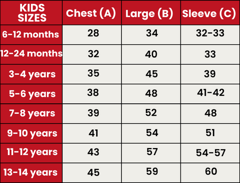 Size Guide 525-KIDS