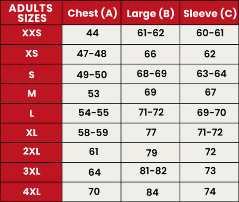 Size Guide 602-ADULTS