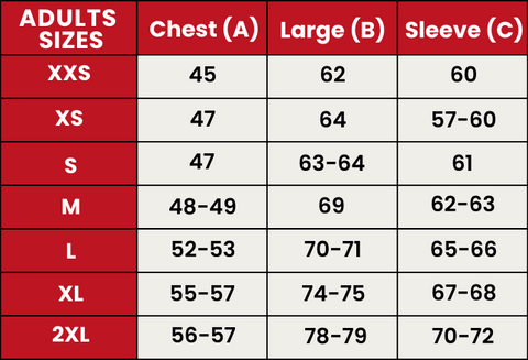 Size Guide 604-ADULTS