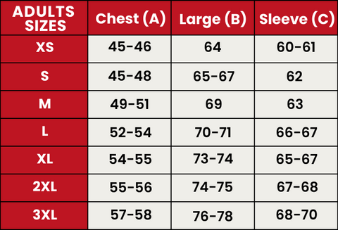 Size Guide 624-ADULTS