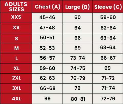 Size Guide 703-ADULTS