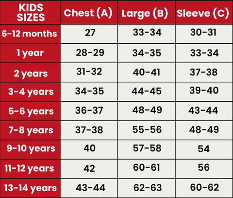 Size Guide 704-KIDS