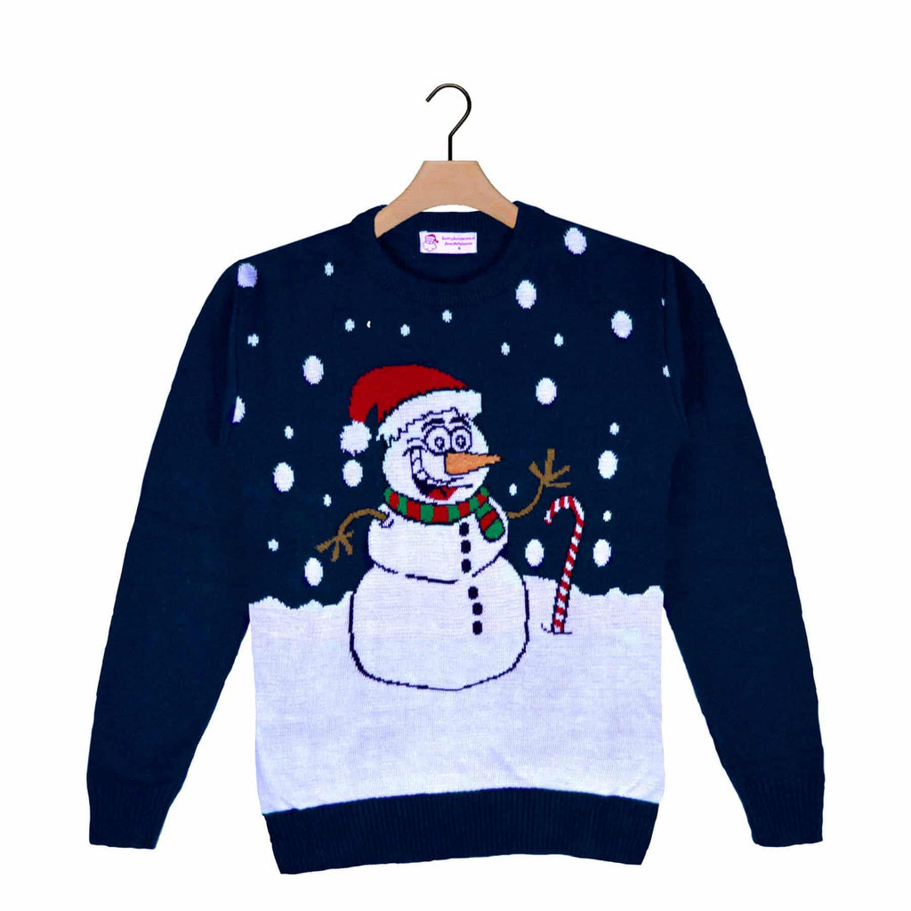 Navy Blue Ugly Christmas Sweater with Snowman – Ugly Christmas Sweaters
