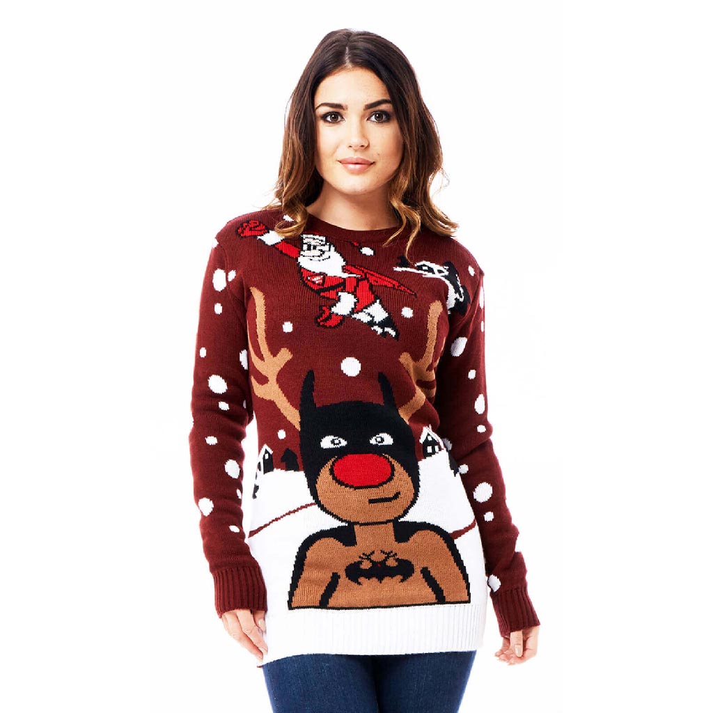 Parel biologisch Spreek uit Ugly Christmas Sweater with Batman Rudolph and Superman Santa – Ugly  Christmas Sweaters