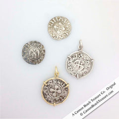 Medieval Crusader Hammered Penny Coins in Gold and Silver Pendants