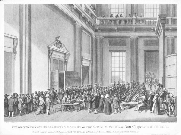 Distribution of His Majesty’s Maundy by the Sub Almoner in the Chapel Royal at Whitehall, 1773, James Basire  (1769–1822)