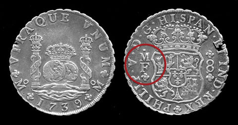 Mint Mark and Assayer Initial Spanish Pillar Dollar