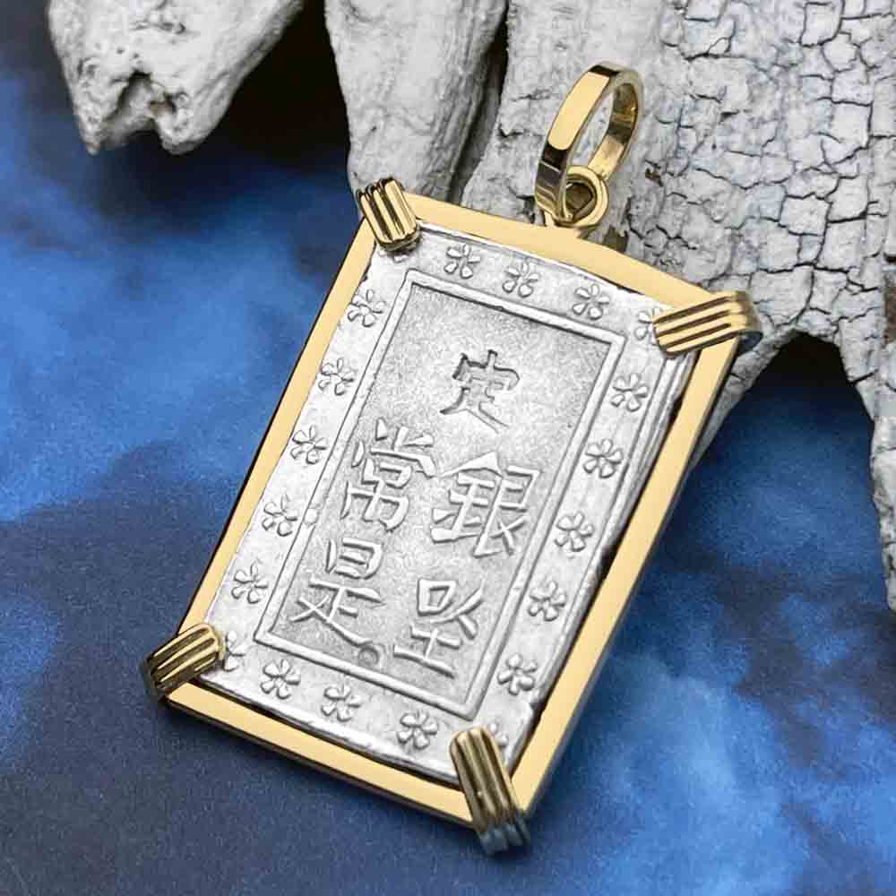 The Coins of the Last Samurai & Shogunate Ichibu-Gin Pendant in 14K Gold | Artifact #4194G - Cannon Beach Treasure Company product image