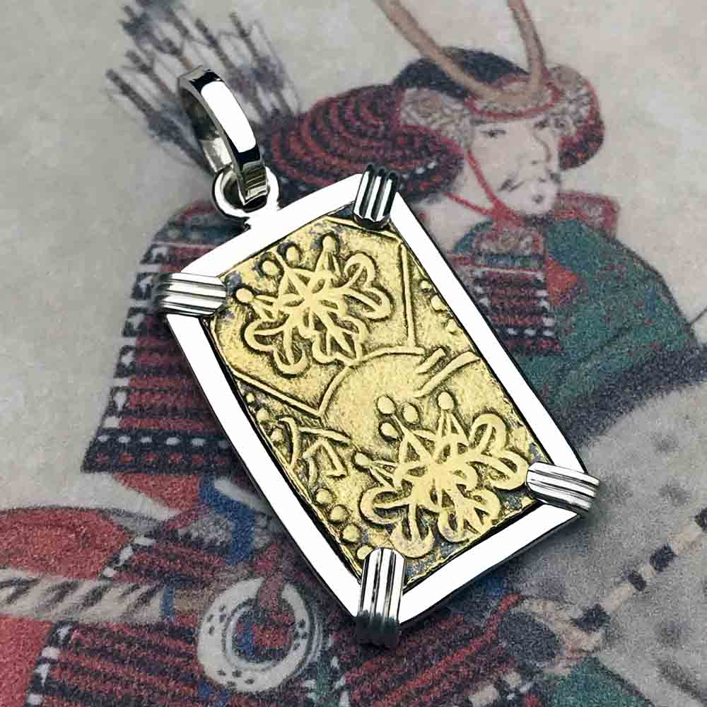 The Coins of the Last Samurai & Shogunate Gold Nibu-Kin Pendant in Sterling Silver | Artifact #5522G - Cannon Beach Treasure Company product image