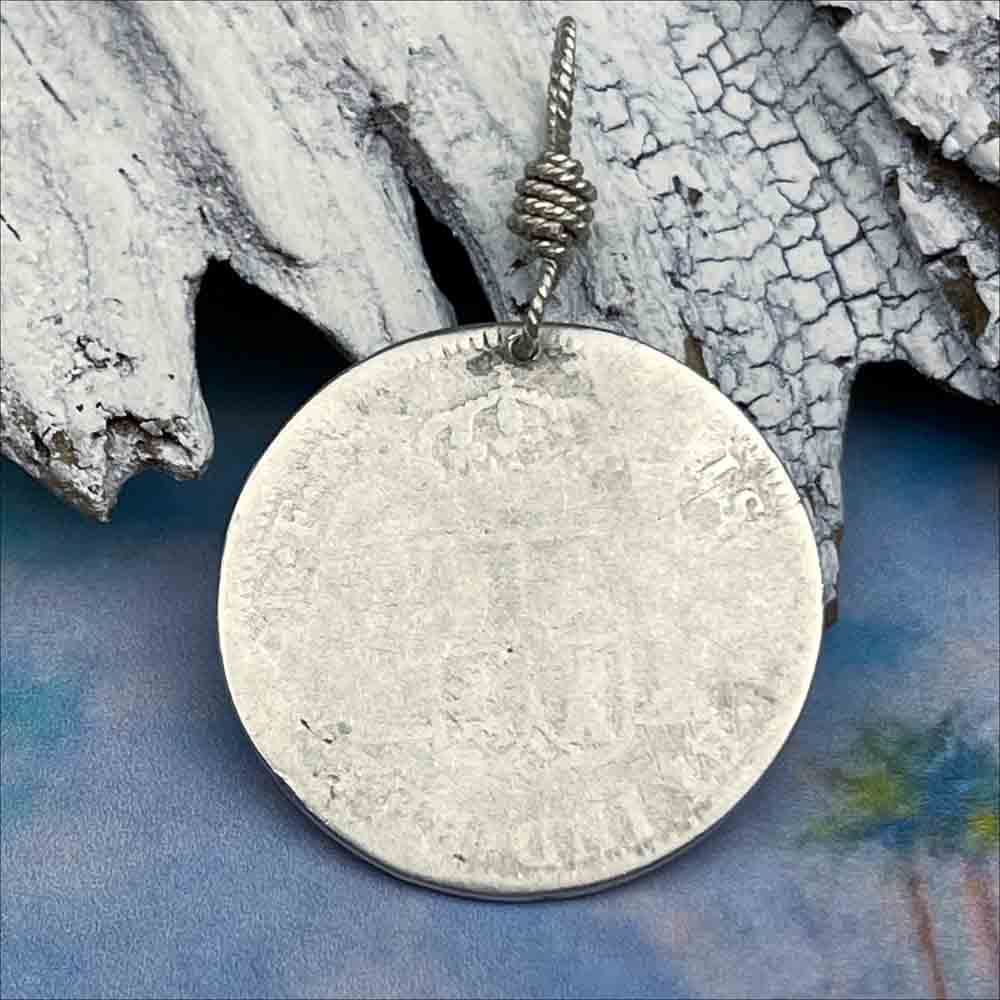 Pirate Chic Silver 2 Reale Spanish Portrait Dollar Dated 1781 - the Legendary &quot;Piece of Eight&quot; Pendant