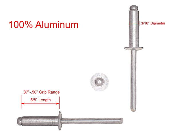 Bolt Dropper 812 Stainless Rivets (100pc) 1/4 Diameter, Grip Range (5/8 -  3/4), All 18-8 Stainless Steel Corrosion Resistant Commercial Grade