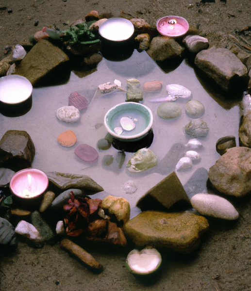 A Cancer New Moon altar by the sea