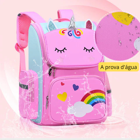 Kit Escolar Unicórnio Arco-Íris | Mochila+Lancheira+Estojo