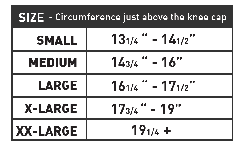 Seirus Knee Brace Sizing Chart