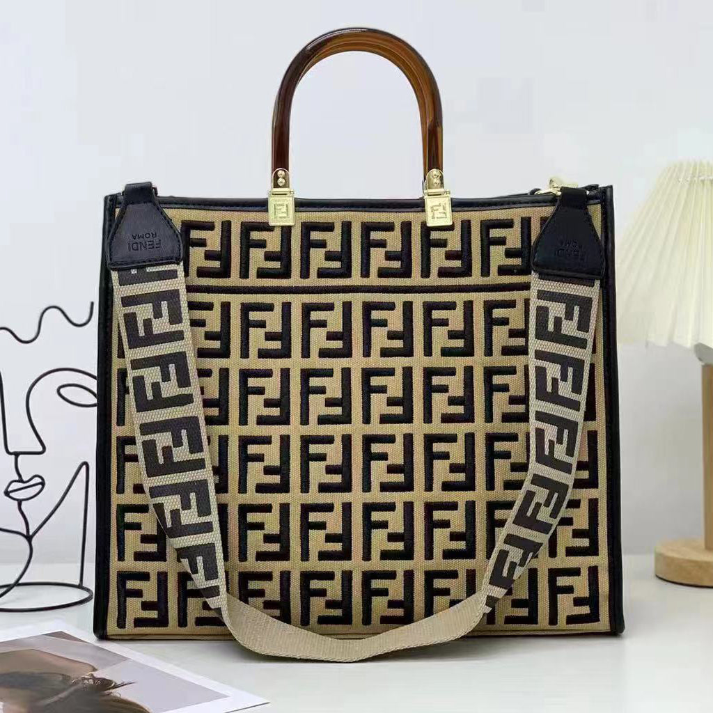 Fendi Embroidered Double F Handbag Shoulder Bag