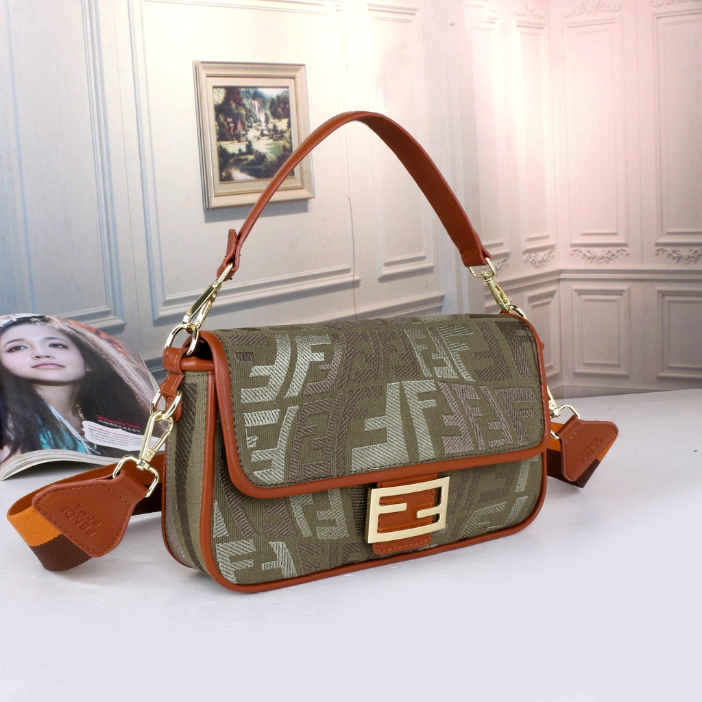 Fendi Embroidered Double F Handbag Shoulder Bag