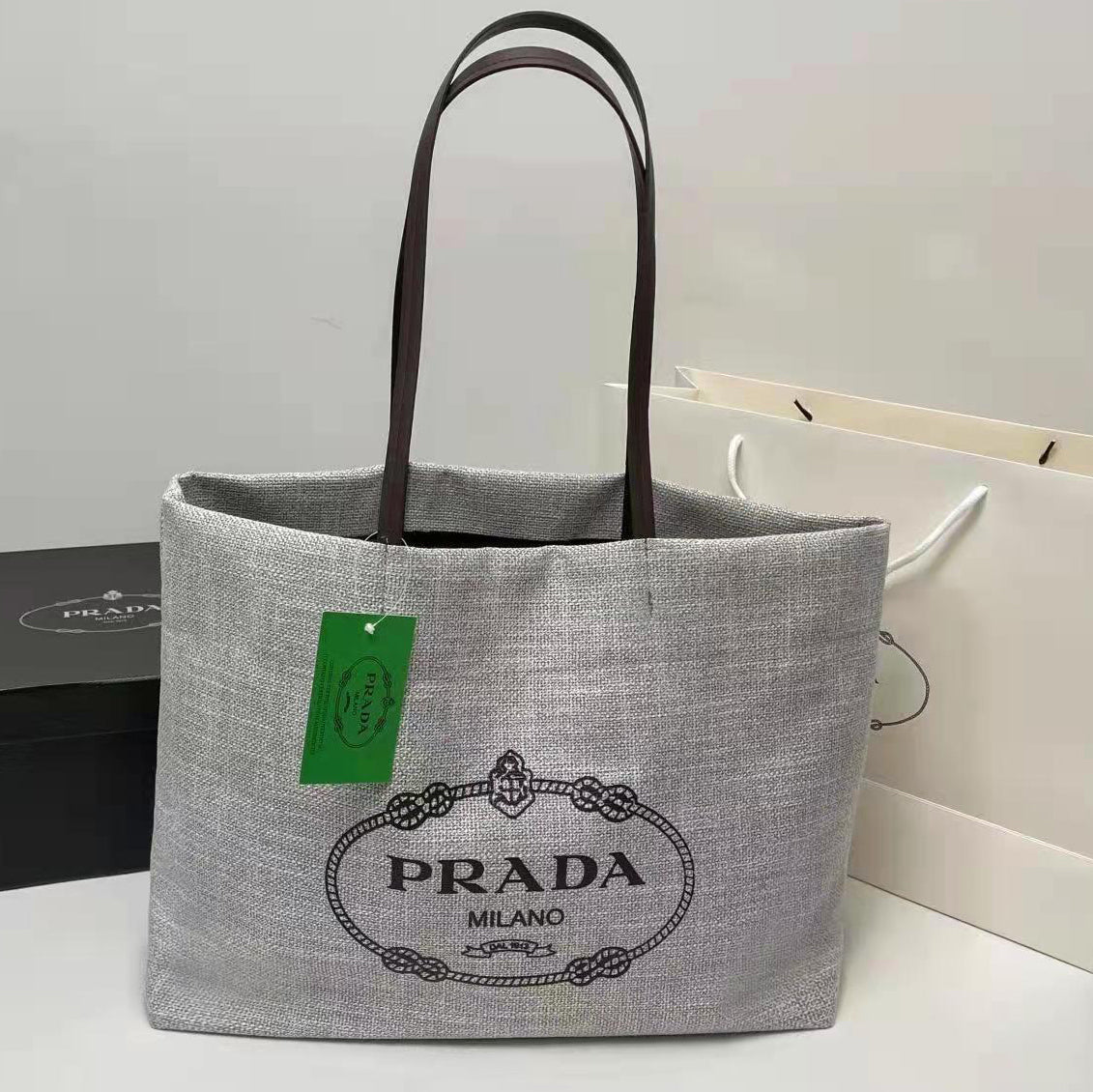 Prada Fashion Fabric Shoulder Bag Tote Bag Shopping Bag