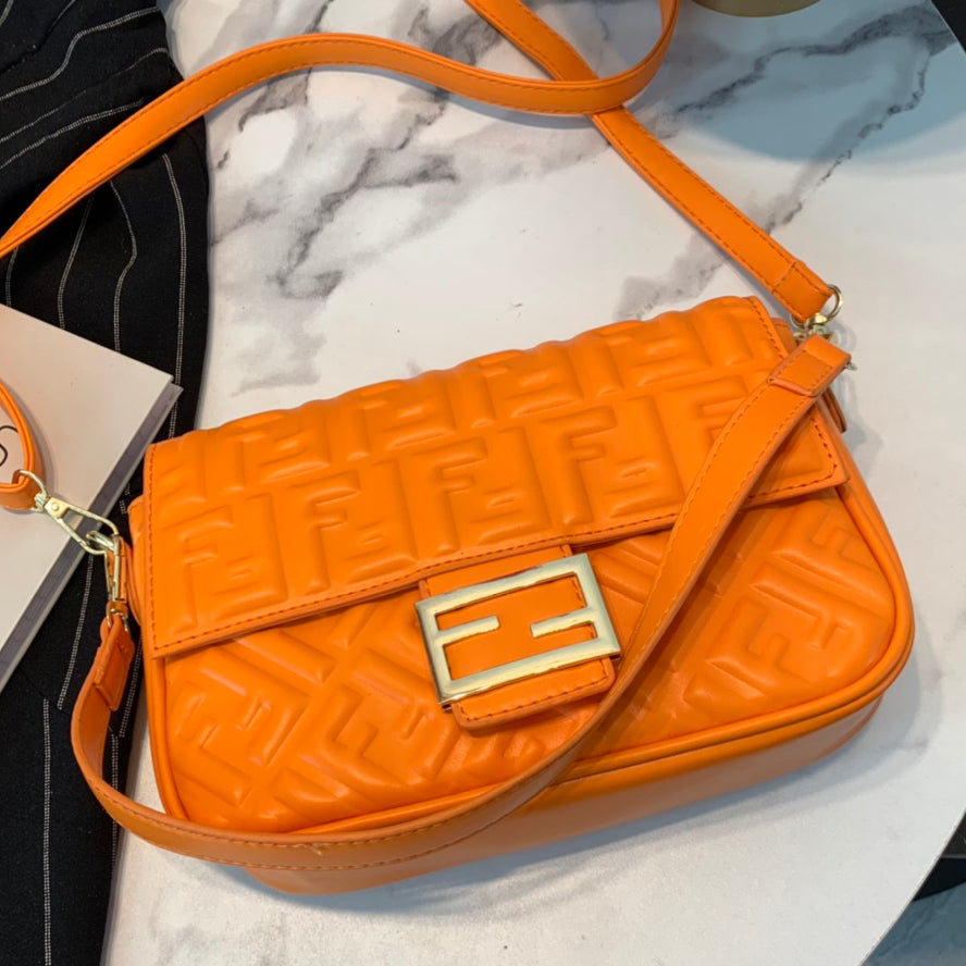 Fendi FF Women's Fashion Solid Color Letter Embossed Tote Bag Messenger Bag Shoulder Bag