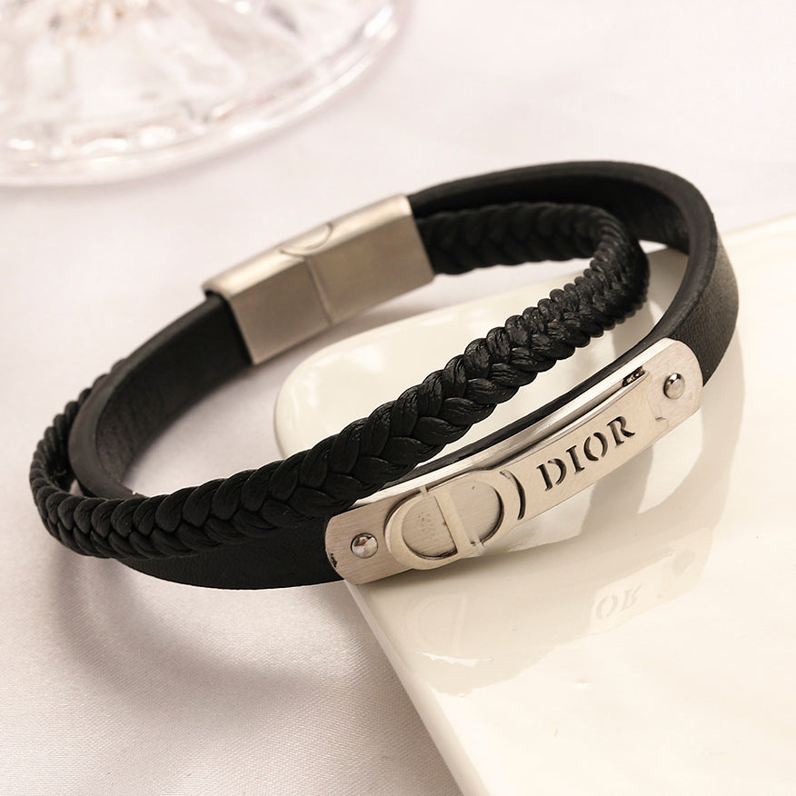 Christian Dior Fashion Leather Panel Bracelet